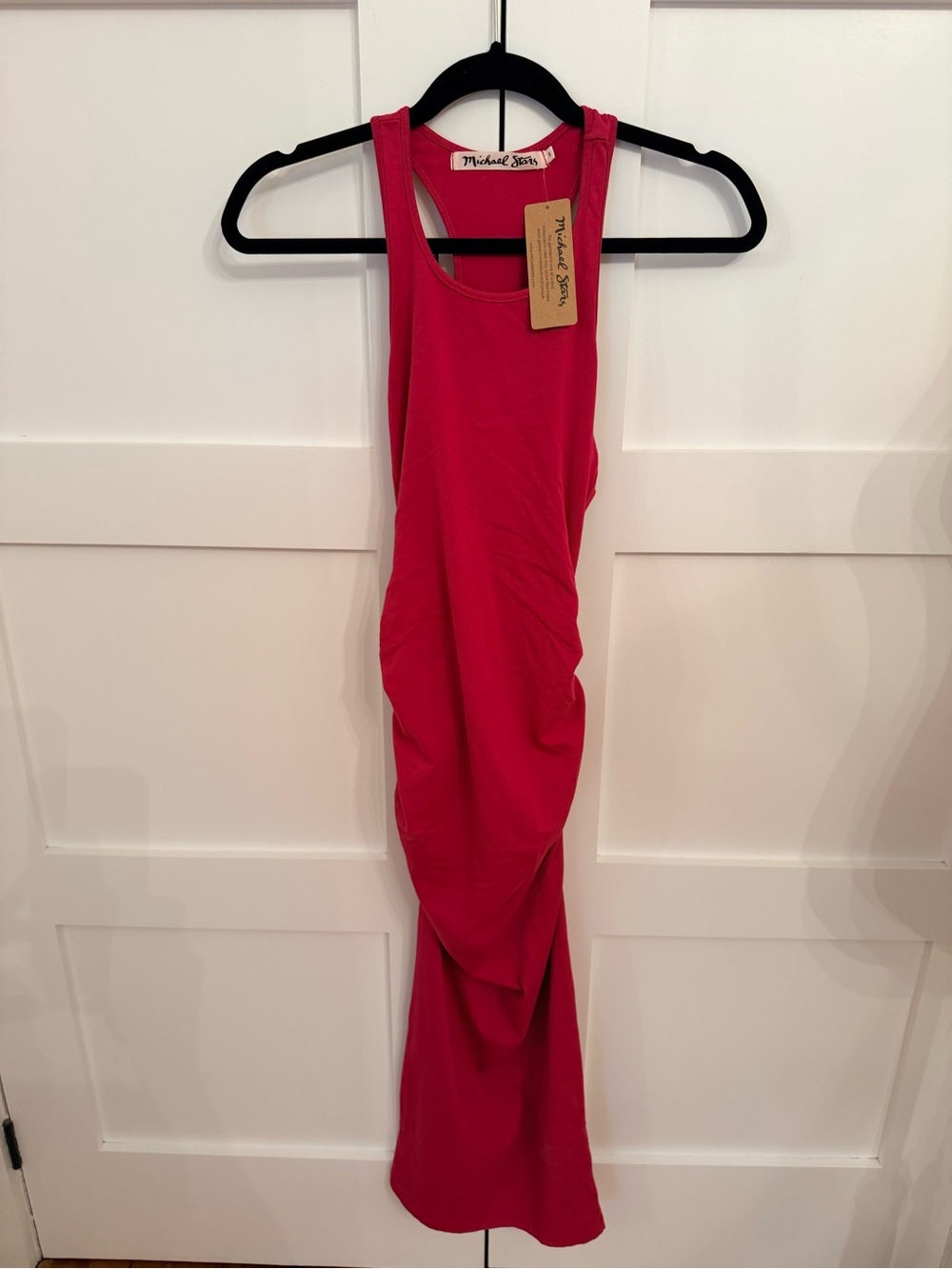 Michael Stars Hot Pink Racerback Ruched Tank - Picture 4 of 4